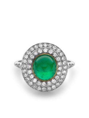 Pragnell Vintage bague Target en platine sertie d'émeraudes et de diamants (1901-1910) - Argent