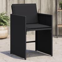 Tuinstoelen 4 st met kussens poly rattan zwart Tuinstoelen 4 st met kussens poly rattan zwart