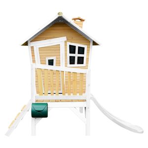AXI Robin Speelhuis op palen & witte glijbaan Speelhuisje voor de tuin / buiten in bruin & wit van FSC hout