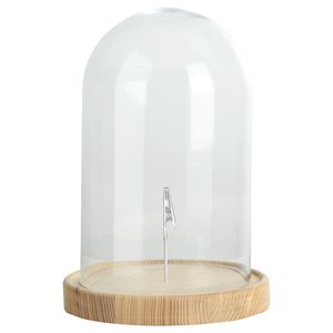 Decoratie stolp - glas - houten bruin plateau - D20,5 x H31 cm