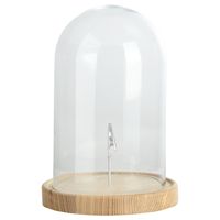 Decoratie stolp - glas - houten bruin plateau - D20,5 x H31 cm - thumbnail