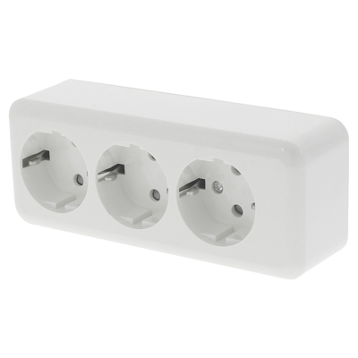 Q-Link Contactdoos | Opbouw | 3-voudig | Randaarde | Polarwit - 00.947.24