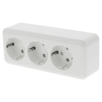 Q-Link Contactdoos | Opbouw | 3-voudig | Randaarde | Polarwit - 00.947.24