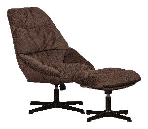 WOOOD Draaifauteuil Yaro Met hocker - Espresso