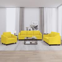 3-delige Loungeset met kussens stof lichtgeel