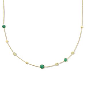 Ketting Rondjes geelgoud-agaat-kwartsiet groen 41-43-45 cm