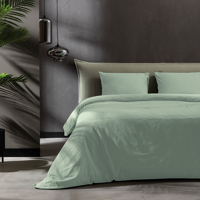 Dekbedovertrek Katoen Flanel - Uni - Groen - Lits-Jumeaux (240x220 Cm) - Groen Flanel - Effen - Fresh And Co - Dekbed-Discounter.nl
