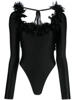 Giuseppe Di Morabito body bordé de plumes - Noir