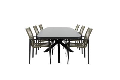 Qopps Vakio tuintafel met 6 Stilo stapelbare tuinstoel