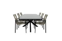 Qopps Vakio tuintafel met 6 Stilo stapelbare tuinstoel