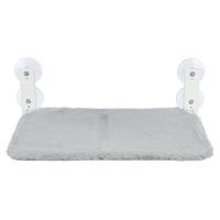 Trixie hangmat voor aan raam opvouwbaar pluche / mesh wit / grijs