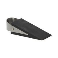 Deurstopper/deurwig - rvs/rubber - zwart - anti-slip - 12 x 5 x 3 cm