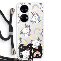 Rainbow Unicorn: Huawei P50 Transparant Hoesje met koord