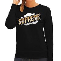 Supreme fun tekst sweater voor dames zwart in 3D effect