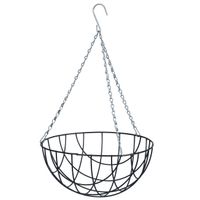 Hanging basket / plantenbak donkergrijs met ketting 16 x 30 x 30 cm - metaaldraad - hangende bloemen