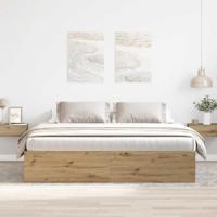 Bedframe zonder matras spaanplaat artisanaal eikenkleurig
