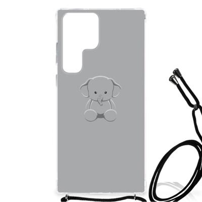 Samsung Galaxy S23 Ultra Stevig | Bumper Hoesje | Grijs Baby Olifant Samsung Galaxy S23 Ultra Stevig | Bumper Hoesje | Grijs Baby Olifant