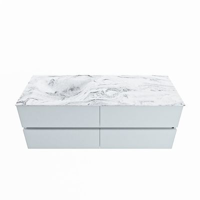 MONDIAZ VICA-DLUX 130cm badmeubel onderkast Clay 4 lades. Inbouw wastafel CLOUD links zonder kraangat, kleur Glace.