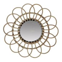 Wandspiegel bohemian Sunshine - bruin - zon vorm - bamboe hout - Dia 45cm