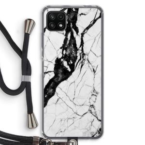 Witte marmer 2: Samsung Galaxy A22 5G Transparant Hoesje met koord