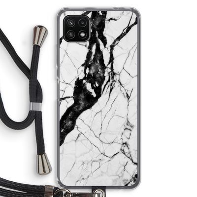 Witte marmer 2: Samsung Galaxy A22 5G Transparant Hoesje met koord