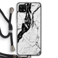 Witte marmer 2: Samsung Galaxy A22 5G Transparant Hoesje met koord