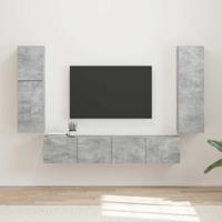 Tv-meubelset Wandgemonteerd 4 pcs Beton Grijs Bewerkt hout
