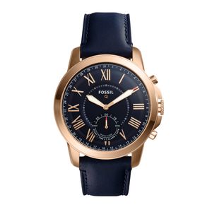 Horlogeband Fossil FTW1155 Leder Blauw 22mm