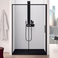 Schuifdeur Lacus Torcello Tweedelig Helder Glas 100x200 cm Aluminium Profiel Zwart Lacus