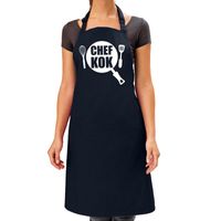 Chef kok barbeque schort / keukenschort navy blauw dames - thumbnail