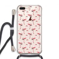 Flamingoprint groen: iPhone 8 Plus Transparant Hoesje met koord