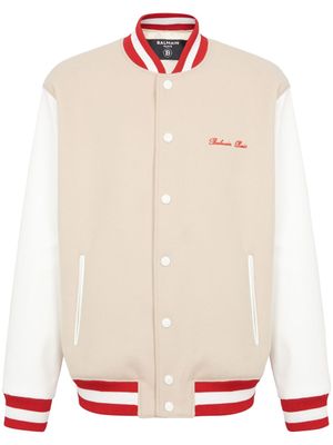 Balmain veste teddy en laine à broderies signature - Tons neutres