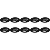 Zwarte Aluminium Inbouwspot Set - Kantelbaar - Ø82mm - 10-Pack - GU10