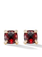 David Yurman puces d'oreilles Châtelaine en or 18ct ornées de diamants et grenats - Rouge