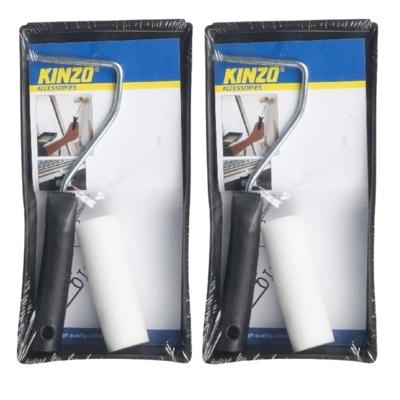 Kinzo Verfroller schilderset - 2x - 3 delig - incl beugel en verfbakje van kunststof - schilderen