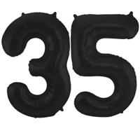 Folat Folie ballonnen - 35 jaar cijfer - zwart - 86 cm - leeftijd feestartikelen - verjaardag