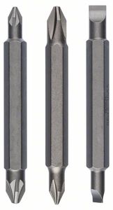 Bosch Accessoires 3-delige dubbelbitset PH1, PZ1, S 0,6x4,5; PH2, PZ2, S 1,0x5,5; 60 mm 3st - 2607001745