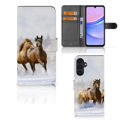 Samsung Galaxy A15 | Telefoonhoesje | Met pasjeshouder | Paarden