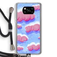Roze wolken met vogels: Xiaomi Poco X3 Pro Transparant Hoesje met koord Roze wolken met vogels: Xiaomi Poco X3 Pro Transparant Hoesje met koord