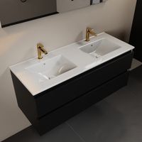 MONDIAZ AIVY 120cm badmeubel Urban, wastafel glanzend wit keramiek dubbel 2 kraangaten met spiegel (M60104 - AI-M120URDU - AI-S120X73)
