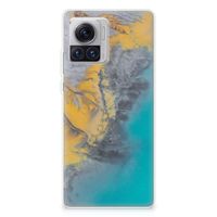 Motorola Moto X30 Pro TPU Siliconen Hoesje Marble Blue Gold