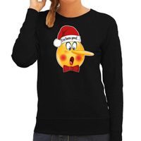 Foute kersttrui/sweater dames - Leugenaar - zwart - braaf/stout - thumbnail