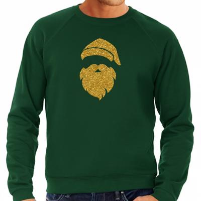 Kersttrui / sweater voor heren - Kerstman - glitter goud - groen - kerstborrel kantoor Kersttrui / sweater voor heren - Kerstman - glitter goud - groen - kerstborrel kantoor
