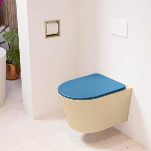 MONDIAZ LAVIE hangend toilet single fire rimless diepspoel Sand, Toiletzitting met quick-release & softclose Jeans