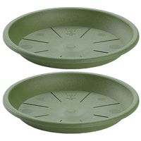 5x stuks opvangschaal Plantenpot donkergroen rond 24 cm