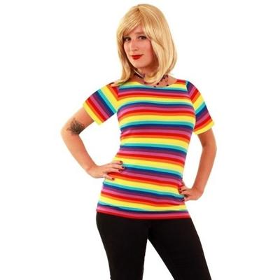 T-shirt met regenboog strepen - voor dames - Verkleedkleding t-shirt - Gay pride - Carnaval