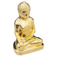 Atmosphera Home deco Boeddha beeld - goud kleurig - 16 x 25 cm - voor binnen - Beeldjes