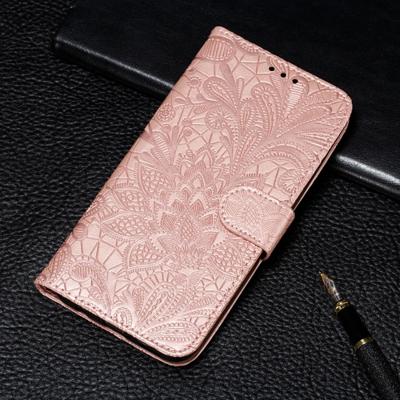 Lace bloem reliëf patroon horizontale Flip lederen case voor Galaxy Note10 + met houder & kaartsleuven & portemonnee & foto frame & Lanyard (Rose go