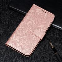 Lace bloem reliëf patroon horizontale Flip lederen case voor Galaxy Note10 + met houder & kaartsleuven & portemonnee & foto frame & Lanyard (Rose go