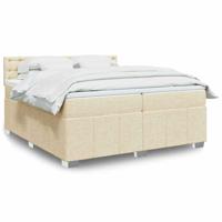Boxspring met matras stof crèmekleurig 200x200 cm